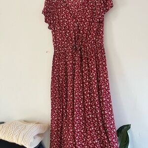 Christy Dawn Burgundy Floral Midi Dress